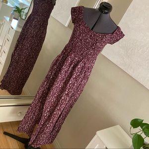 Maroon smocked bodice maxi dress. NWOT